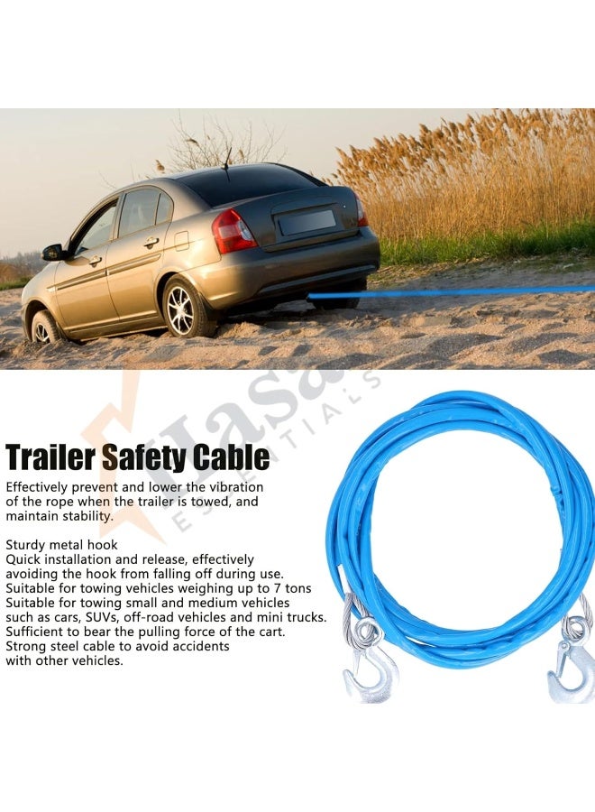 HASANAT ESSENTIALS كابل سحب سلك فولاذي للسيارات من إيسينشالز مع خطاف 3 طن × 8 مم × 4 م - Image 4