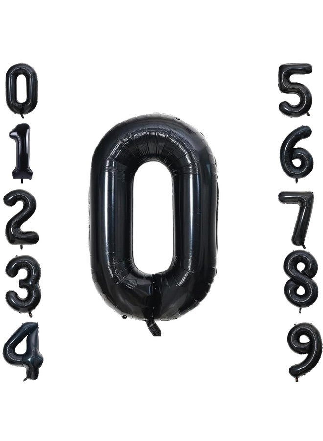 FI - FLICK IN FI - FLICK IN 1 Pc Big Size Number 10 Foil Balloon 32 Inch Large Black Number Foil Balloon Gradient 0 to 9 Number Balloons for Decoration Birthday Anniversary Decoration Items (Pack of 1, Black)  - Image 1