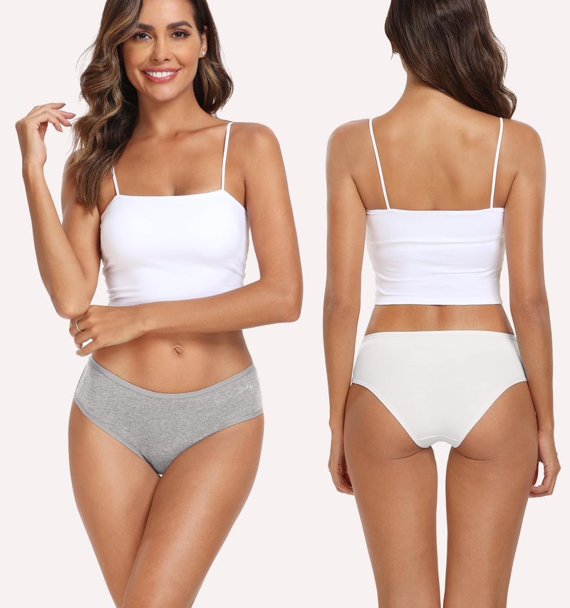 coskefy Underwear for Womens Cotton Cheeky Panties Soft Breathable Brief Mid Low Rise Hipster 6 Pack - Image 4