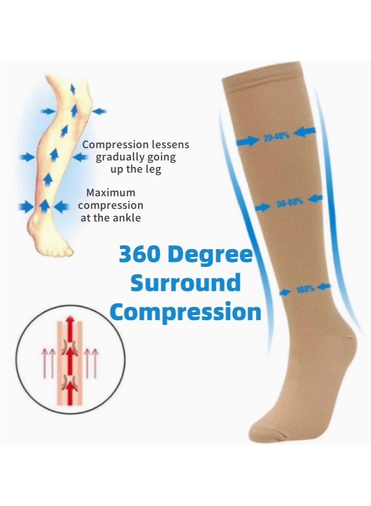 Lullaxx Lullaxx 4 Packs Medical Compression Socks For Women and Men Arch Support Circulation -Best for Running,Nursing,Athletic Calf socks (black, white,beige and grey) X/XL  - Image 5