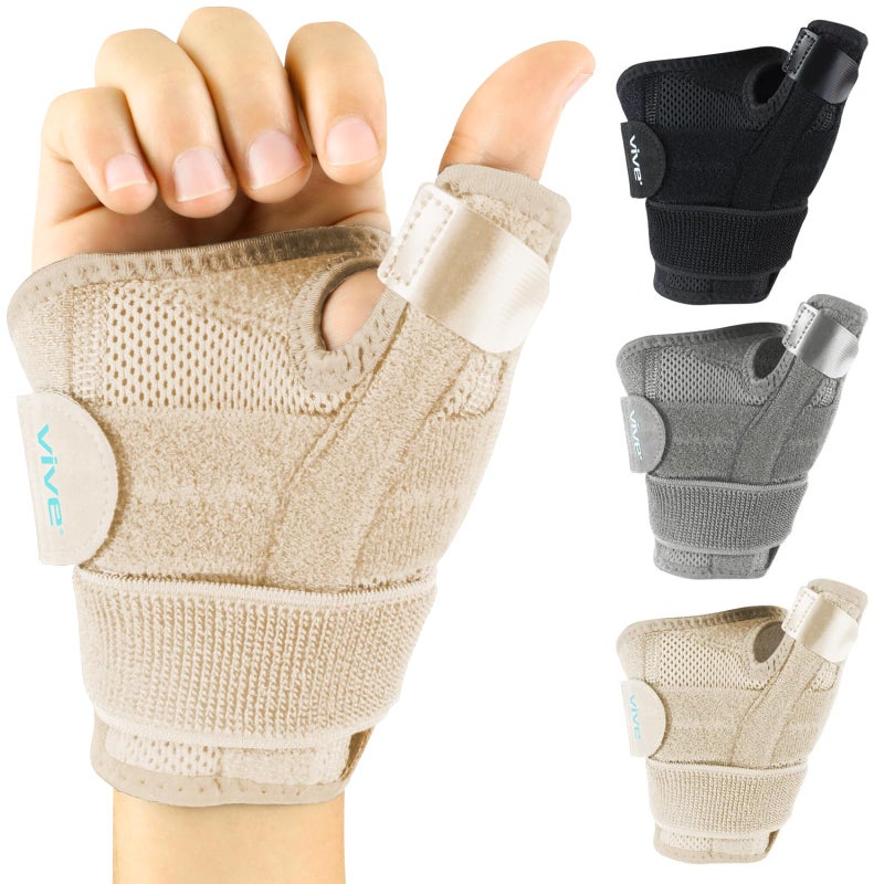 VIVE Thumb Wrist Brace for Right or Left Hand Spica Splint Brace for Carpal Tunnel Tendonitis Arthritis in Hands or Fingers Compression Support for Women Men Stabilizer Relief for Bowling
