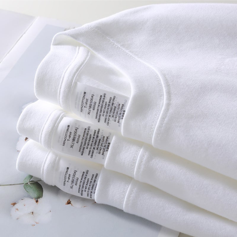 Pod Heavy-Duty Short-Sleeve T-Shirt Summer Crew Neck 230G Pure Cotton Tee Small Neckline Solid Color Unisex Regular Shoulder T-Shirt - Image 3