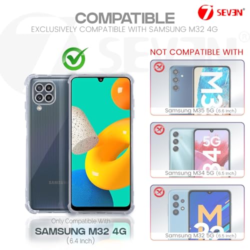 7-Seven 7SEVEN® Back Cover for Samsung Galaxy M32 4G Transparent Mobile Back Case Shock Proof Design Camera Edges Protection Crystal Clear Phone Case Silicon Soft TPU and Flexible Bumper Phone Cover - Image 2