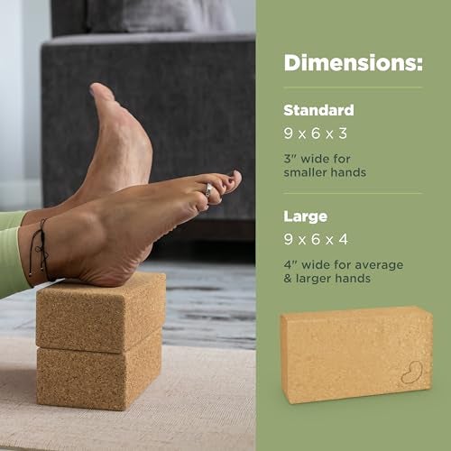 Bean Products Yoga Blocks - 2 Pack, Cork, Standard - 3x6x9 For Yoga, Pilates, Fitness, Body weight exercise. - Image 3