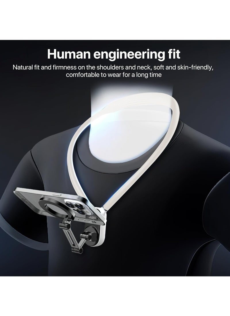 JAJEEK Magnetic Neck Phone Holder – Adjustable Dual-Mode POV Phone Mount for iPhone, Samsung, Android & GoPro/Insta360 – Ergonomic, Hands-Free, 360° Rotatable, Ultra-Strong Magnetic Suction, Lightweight & Durable for Vlogging, Recording, Live Streaming - Image 3