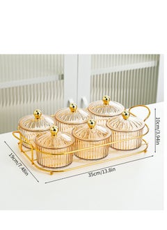 OASIS-TH Nut And Candy Serving Tray, Set of 6, Storage Bowls Tray With Lid And Gold Plated Shelf, Snack Platter For Home Party, Light Luxury Style Acrylic Serving Tray for Home Decoration 6 Bowl Set  - Image 4