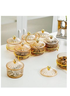 OASIS-TH Nut And Candy Serving Tray, Set of 6, Storage Bowls Tray With Lid And Gold Plated Shelf, Snack Platter For Home Party, Light Luxury Style Acrylic Serving Tray for Home Decoration 6 Bowl Set  - Image 3