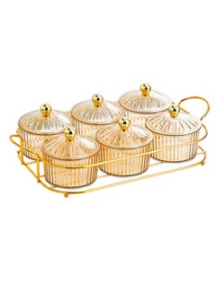 OASIS-TH Nut And Candy Serving Tray, Set of 6, Storage Bowls Tray With Lid And Gold Plated Shelf, Snack Platter For Home Party, Light Luxury Style Acrylic Serving Tray for Home Decoration 6 Bowl Set  - Image 2