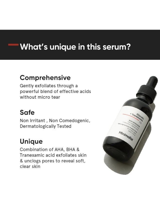 MINIMALIST - 11% Glycolic acid & Tranexamic acid, AHA BHA Body Exfoliator | Gently Exfoliates Body | Brightens & Smoothens Skin - Image 1