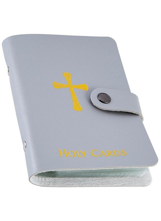 Gray Faux Leather Holy Card Holder Religious Prayer Organizer 20 Plastic Sleeves Holds 40 Cards 5.25 By 3.5 Inches - pzsku/ZF0D784C885EA4773C1FFZ/45/_/1721910458/1bc8c025-3e86-4300-870b-0031c262f468