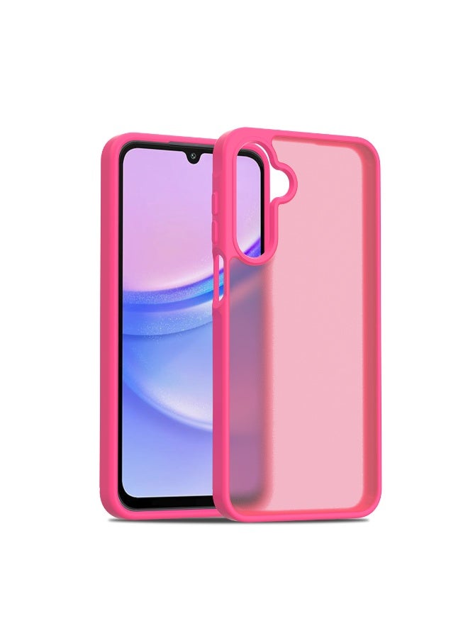 NIBEMINENT Semi Transparent Anti Fall Protection Case With Magsafe For Samsung A35, Fresh Rose Red