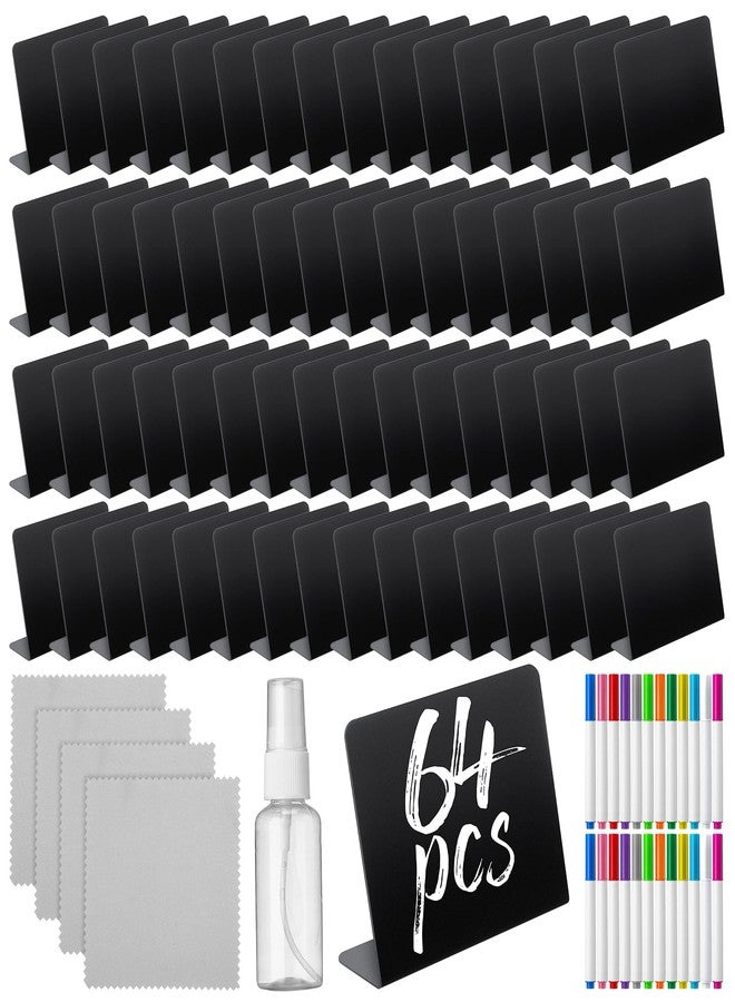Skyygemm 64 Pcs 3.94 x 2.95 Inch Chalkboard Signs for Food Table Signs Food Labels for Party Food Signs Food Tags for Party with 26 Water Based Chalk 4 Cleaning Cloth 2 Bottle for Buffet Weddings - Image 1