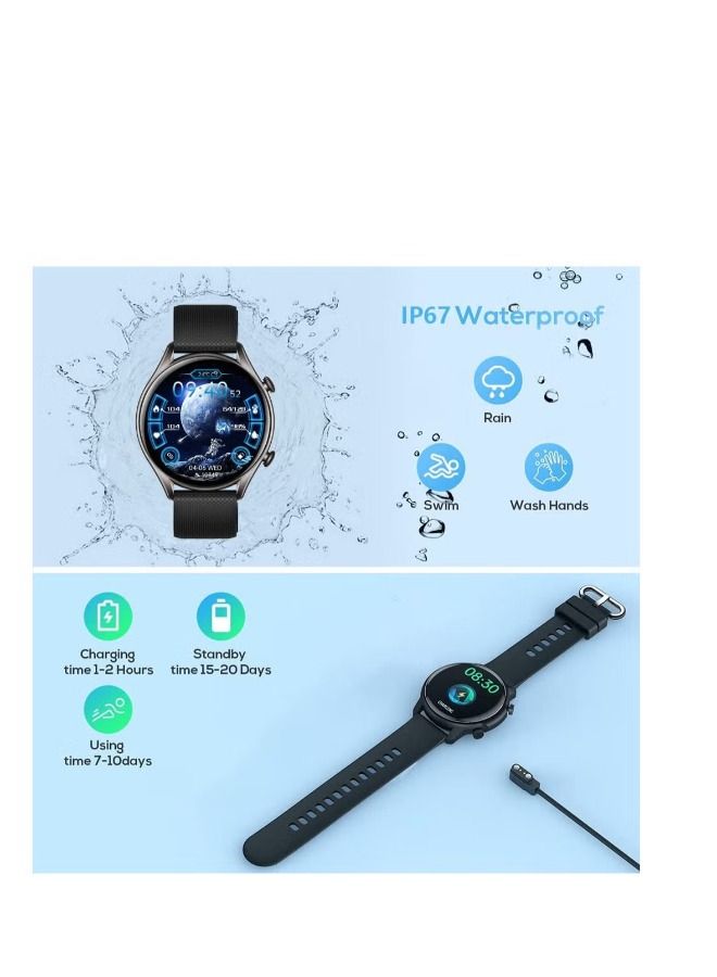 Smart Watch for Men Woman Fitness Tracker: IP68 Waterproof Smartwatch for iOS Android Phone Sport Running Digital Watches with Heart Rate Blood Pressure Sleep Monitor Step Counter Touch Screen - Image 4
