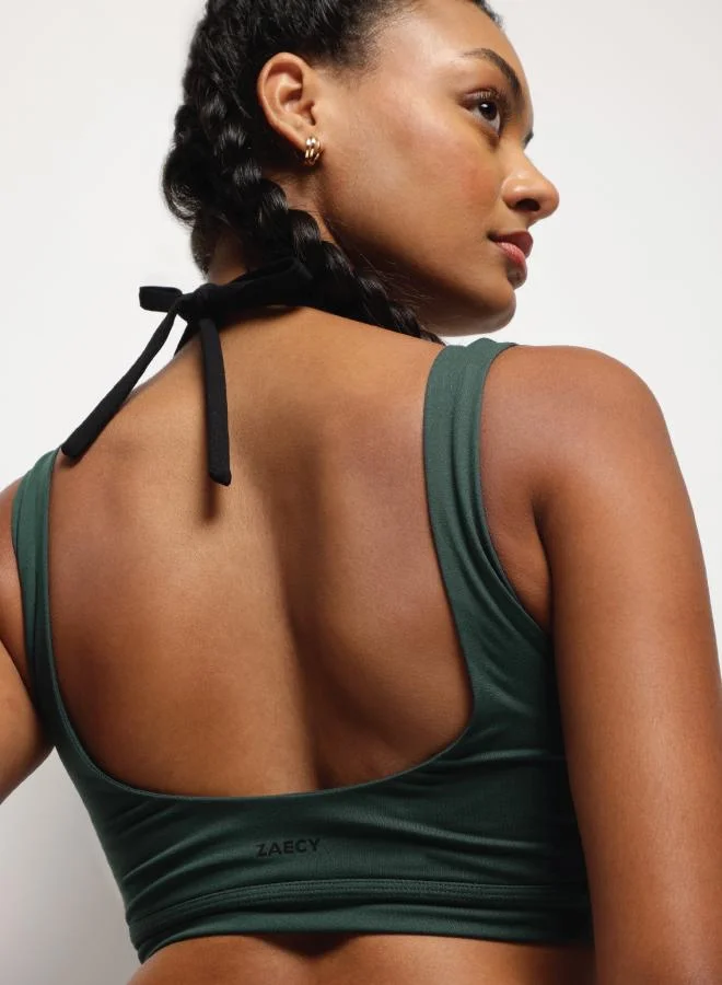 زيسي Knotted Sports Bra – Jungle Green