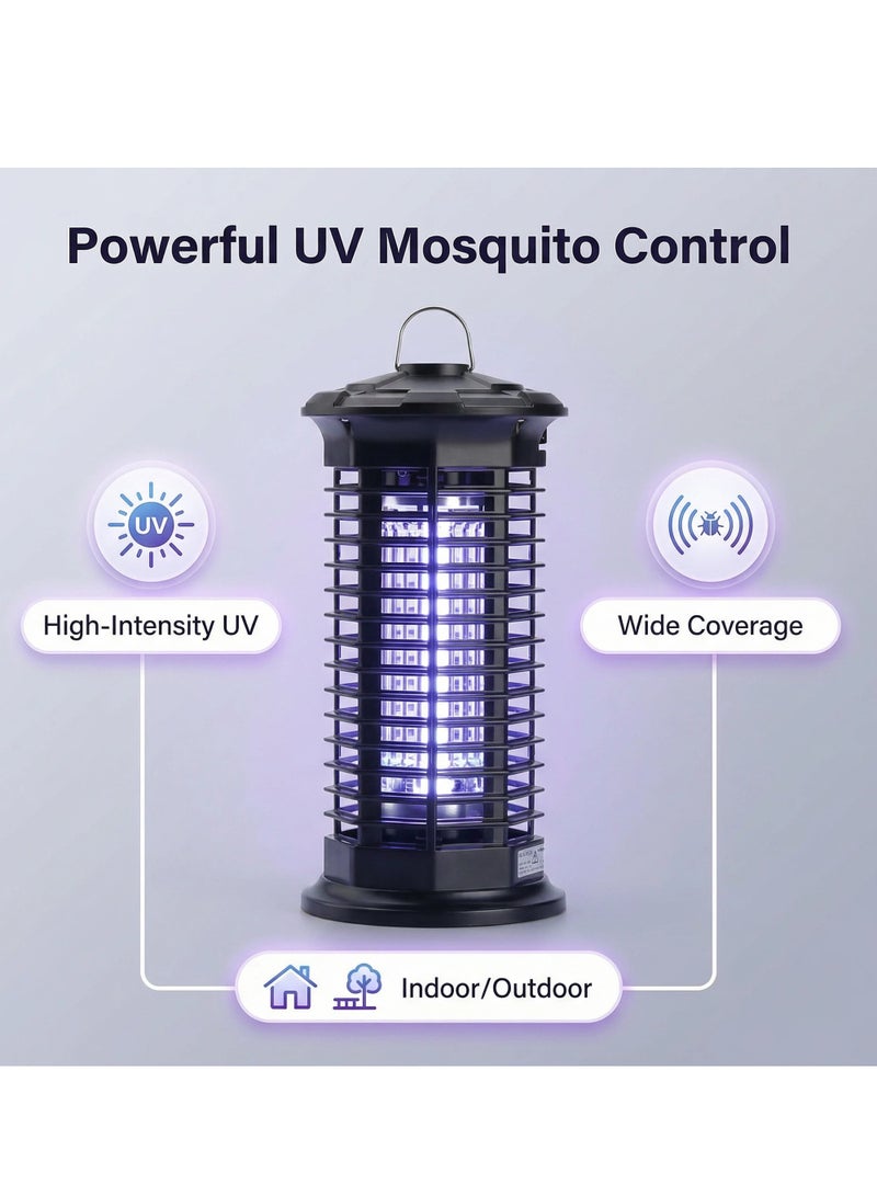 الأزرق جي دبليو قاتل الحشرات الطائرة بالصدمة الكهربائية، جهاز قتل البعوض للاستخدام المنزلي الداخلي والخارجي والحدائق، مصيدة بعوض عالية الطاقة بضوء الأشعة فوق البنفسجية، جهاز جذب البعوض بتقنية التحفيز الضوئي. - Image 2