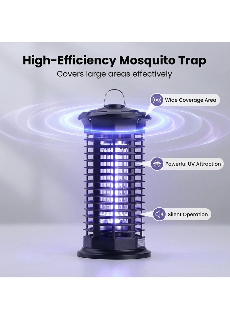 الأزرق جي دبليو قاتل الحشرات الطائرة بالصدمة الكهربائية، جهاز قتل البعوض للاستخدام المنزلي الداخلي والخارجي والحدائق، مصيدة بعوض عالية الطاقة بضوء الأشعة فوق البنفسجية، جهاز جذب البعوض بتقنية التحفيز الضوئي. - Image 3