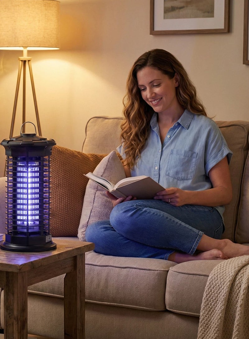 الأزرق جي دبليو قاتل الحشرات الطائرة بالصدمة الكهربائية، جهاز قتل البعوض للاستخدام المنزلي الداخلي والخارجي والحدائق، مصيدة بعوض عالية الطاقة بضوء الأشعة فوق البنفسجية، جهاز جذب البعوض بتقنية التحفيز الضوئي. - Image 1