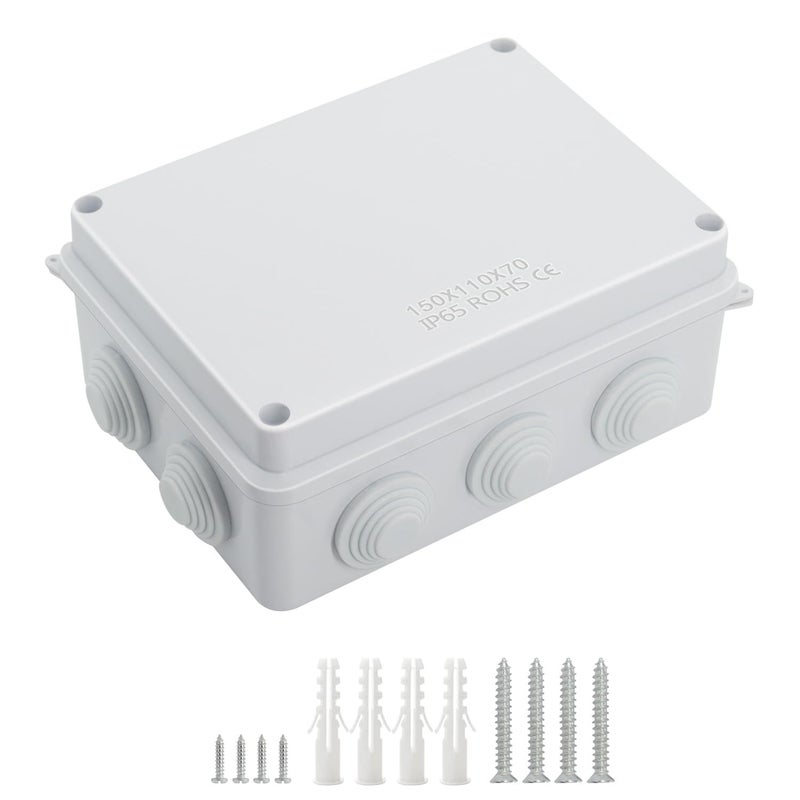 LeMotech ABS Plastic Dustproof Waterproof IP65 Junction Box Universal Electrical Project Enclosure White 59 x 43 x 28 inch 150 x 110 x 70 mm