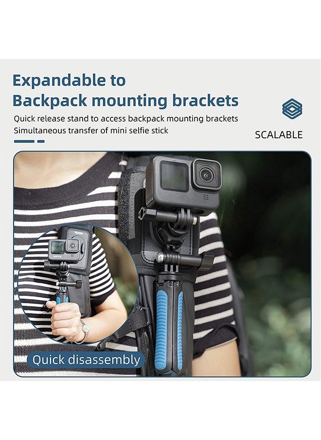 TELESIN - TELESIN 360 Backpack Mount Shoulder Strap Bag Clip Holder Attach w Quick Release Tripod Adapter Base for GoPro Max Go Pro Hero 12 11 10 9 8 7 Insta360 X3 GO3 DJI Action 3 4 Bike Motorcycle Accessories - Image 1