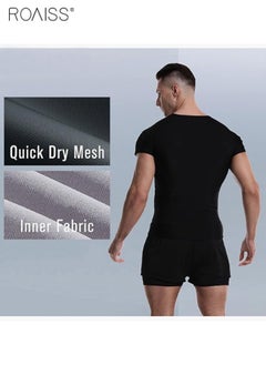 roaiss 2-Piece Men's Swimsuit Set Fashion Loose Fitting Quick Drying Sun Protection Swimsuit Set With Double Layer Swimming Shorts  - Image 3