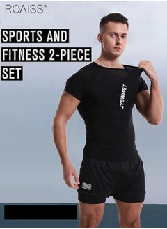 roaiss 2-Piece Men's Swimsuit Set Fashion Loose Fitting Quick Drying Sun Protection Swimsuit Set With Double Layer Swimming Shorts  - Image 2