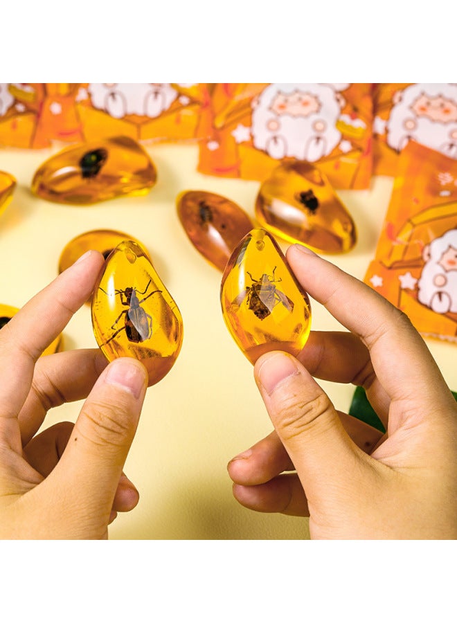 Insect Amber Specimen Amber Scorpion Spider Cici Po Stone Children's Scientific Research Exploration Gift Primary School Textbook-Specification:5 Amber Blind Bags  - Image 4