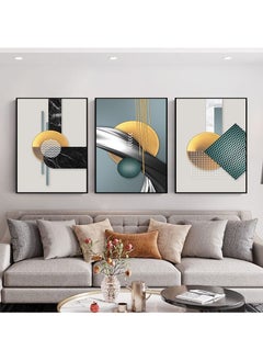 FASHION HOME 3PCS Wall Art Bright Style Minimalist Decor Modern Abstract Canvas Prints Poster Picture Framed Paintings Decorations  - Image 2
