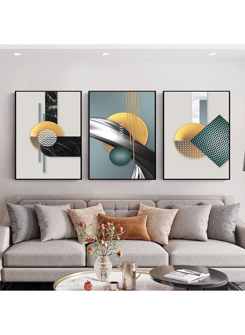 FASHION HOME 3PCS Wall Art Bright Style Minimalist Decor Modern Abstract Canvas Prints Poster Picture Framed Paintings Decorations  - Image 2