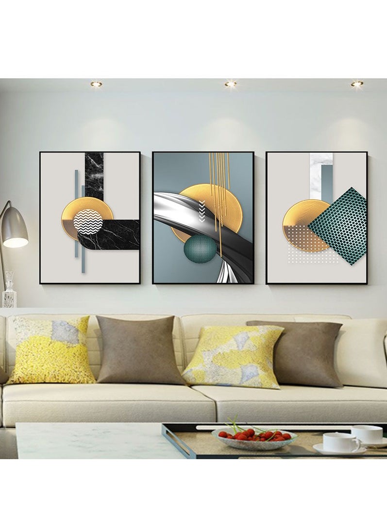 FASHION HOME 3PCS Wall Art Bright Style Minimalist Decor Modern Abstract Canvas Prints Poster Picture Framed Paintings Decorations  - Image 3