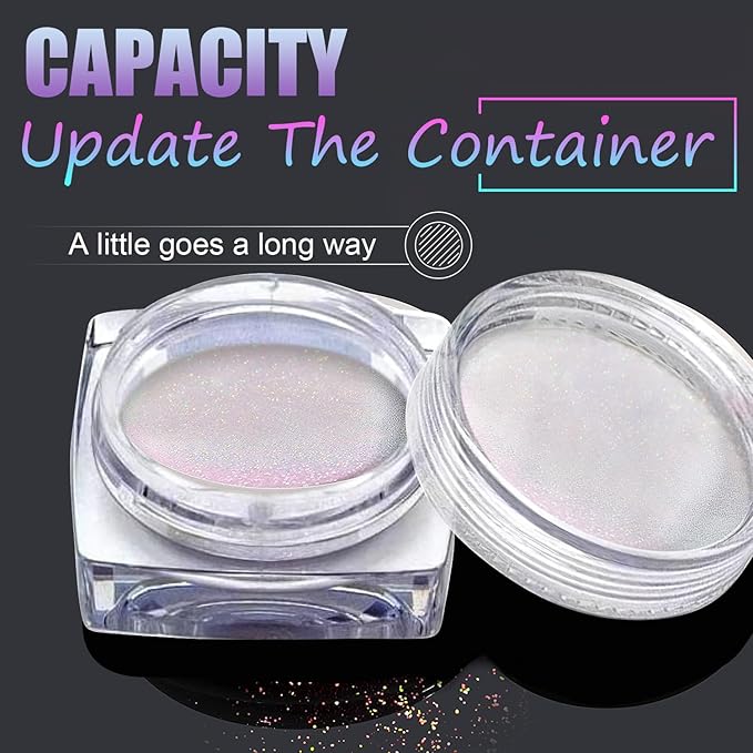 DRMODE بودرة أظافر كروم هولوجرافية بتأثير مرآة قوس قزح لبودرة الكروم لأظافر الفن المعدني، صبغة بودرة الأظافر لتزيين المانيكير - Image 4