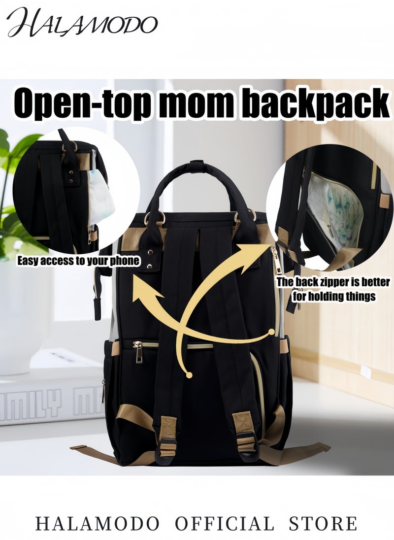 HALAMODO Multi-Function Waterproof Baby Diaper Bag Mom’s Travel Backpack Large Capacity Baby Care Bag Fashionable Durable Shoulder Strap and Handheld Design  - Image 3