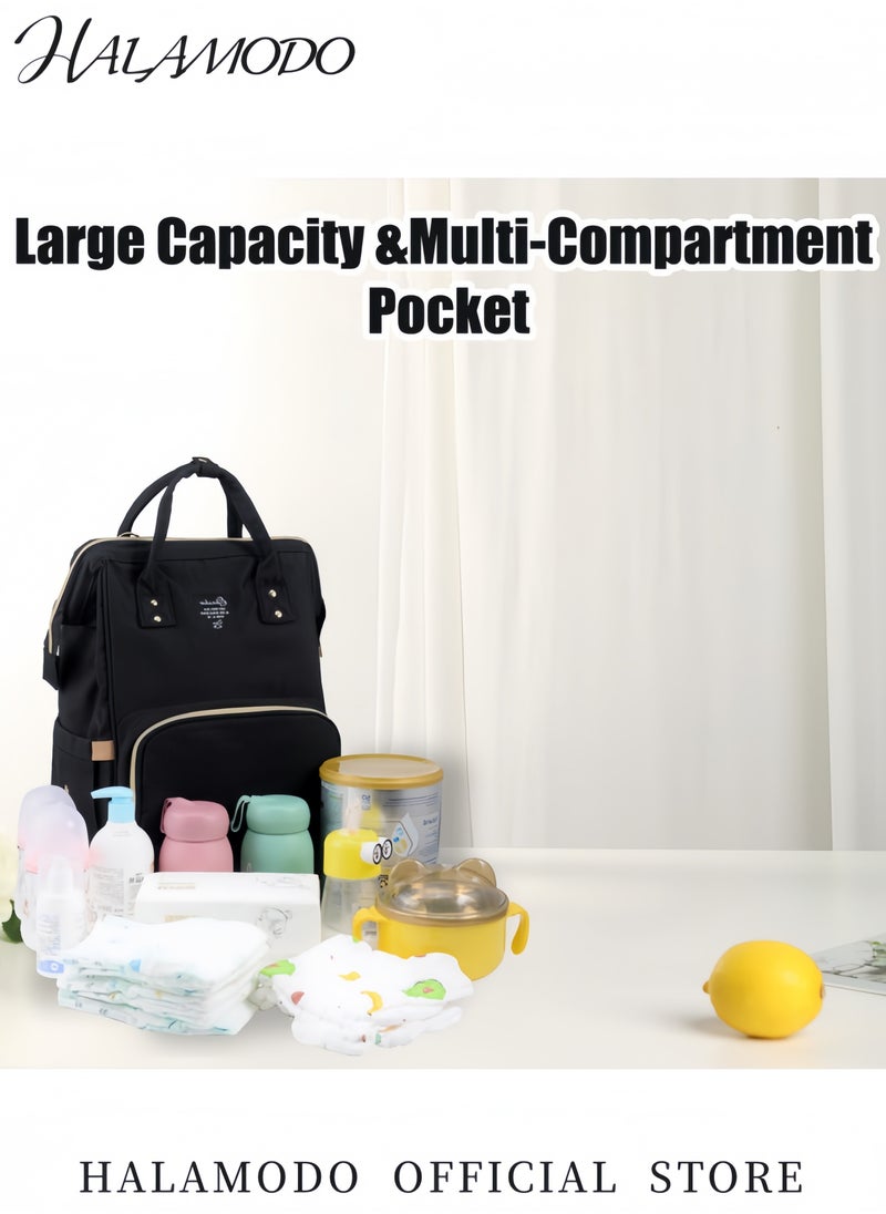 HALAMODO Multi-Function Waterproof Baby Diaper Bag Mom’s Travel Backpack Large Capacity Baby Care Bag Fashionable Durable Shoulder Strap and Handheld Design  - Image 5