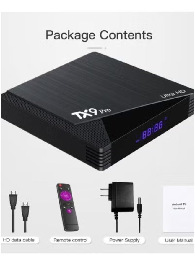 JAJEEK TX9 Pro Android 12.0 Smart TV Box with 4GB RAM + 32GB ROM | Supports 6K Ultra HD Streaming, 2.4G/5G Dual WiFi, 3D Playback, H.265 Decoding & 100M Ethernet | Media Player with Remote & HDMI Cable | High-Speed Entertainment Box for Home & Office - Image 1