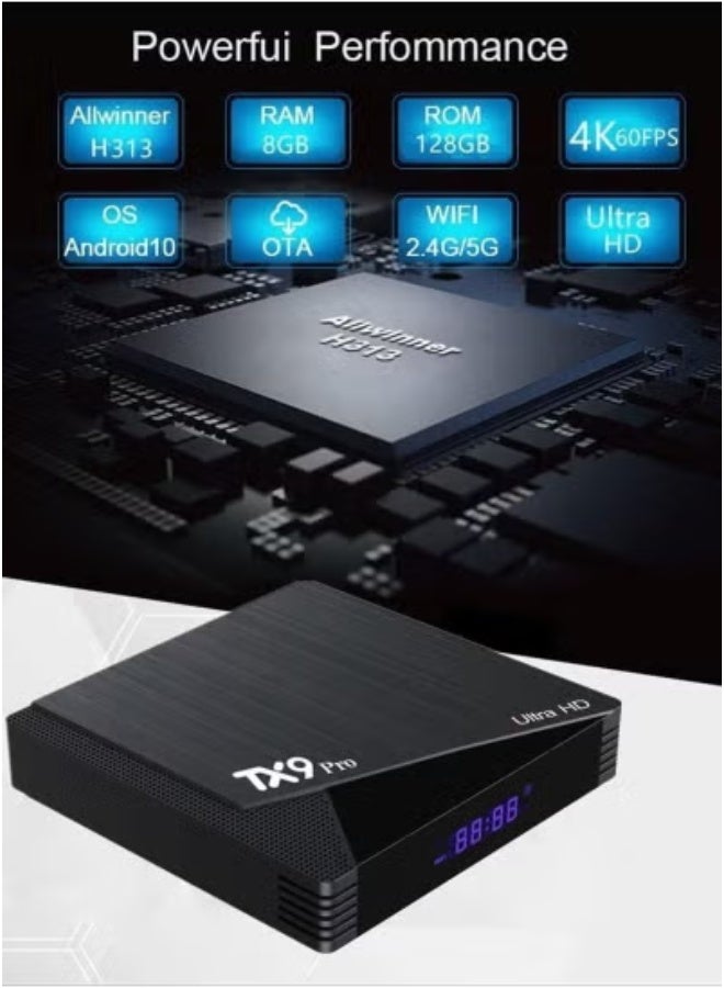 JAJEEK TX9 Pro Android 12.0 Smart TV Box with 4GB RAM + 32GB ROM | Supports 6K Ultra HD Streaming, 2.4G/5G Dual WiFi, 3D Playback, H.265 Decoding & 100M Ethernet | Media Player with Remote & HDMI Cable | High-Speed Entertainment Box for Home & Office - Image 3