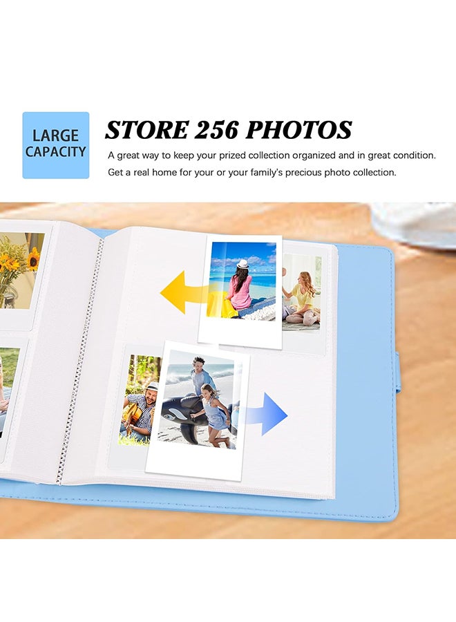O Ozone 256 Pockets Photo Album for Fujifilm Instax Mini Camera, Leather Cover Photo Album for Instax Mini 12 11 9 40 90 8 7 Evo LiPlay Instant Camera - Blue  - Image 2