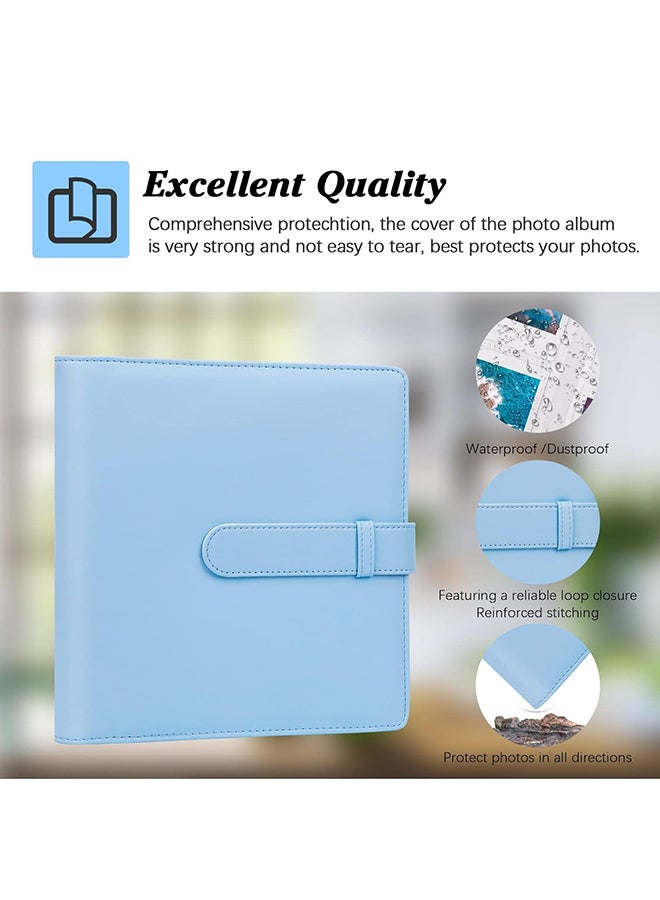 O Ozone 256 Pockets Photo Album for Fujifilm Instax Mini Camera, Leather Cover Photo Album for Instax Mini 12 11 9 40 90 8 7 Evo LiPlay Instant Camera - Blue  - Image 3