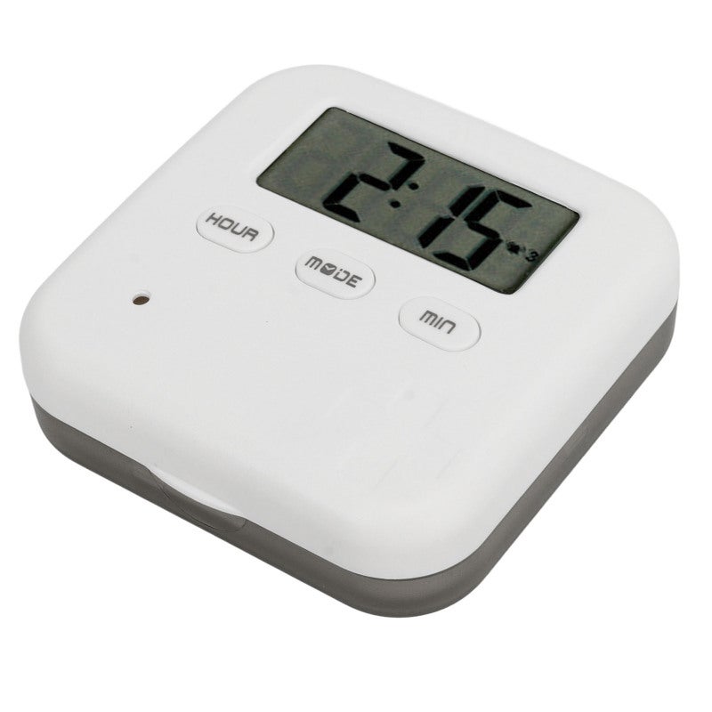 Smart Medication Organizer: Grey 4 Compartment - Built-In Timer Bell Vibration Reminder Portable Medicine Box for Daily Medication Adherence On The Go - Image 2