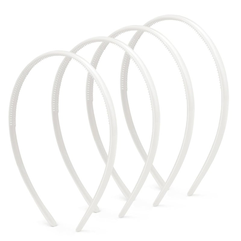 forenee Store Plastic Thin Skinny Headbands - Headband for Women - Plain Headband for Girls DIY - Hair Bands Teeth Comb Headbands Halloween Comb - White - Image 1