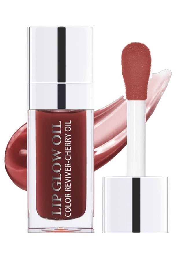 ibcccndc Lip Glow Oil，Cherry Oil Inused，Color-Awakeing Nourishing Glossy Lip Oil，Hydrating Texture For a Clear and Shiny Lips （Mahogaany） - Image 1