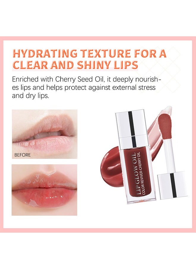ibcccndc Lip Glow Oil，Cherry Oil Inused，Color-Awakeing Nourishing Glossy Lip Oil，Hydrating Texture For a Clear and Shiny Lips （Mahogaany）  - Image 5