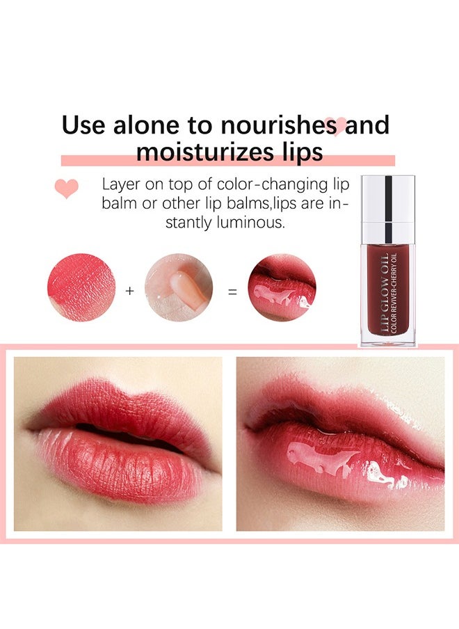 ibcccndc - Lip Glow Oil，Cherry Oil Inused，Color-Awakeing Nourishing Glossy Lip Oil，Hydrating Texture For a Clear and Shiny Lips （Mahogaany） - Image 1