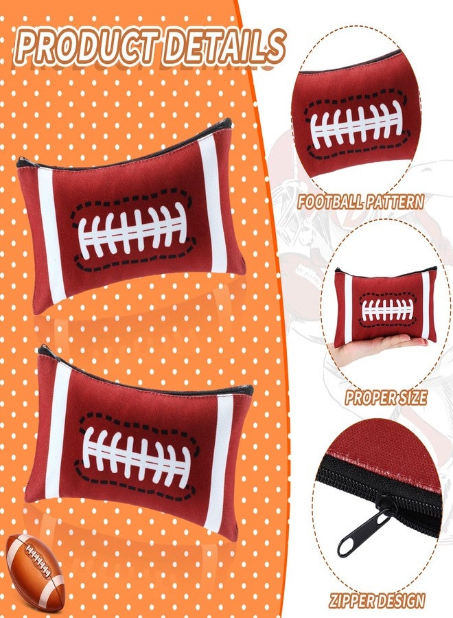 TecUnite 20 Pcs Football Pencil Bags Sports Football Pencil Pouch Bulk Ball Zipper Bags for Organizing Portable Sports Themed Party Kids School Classroom Office Travel Supplies - Image 3
