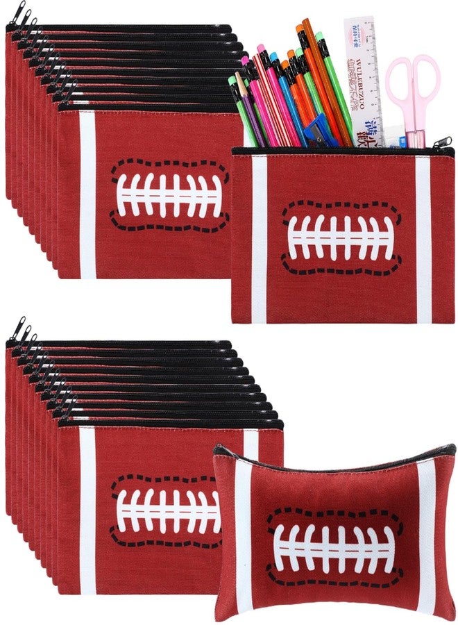TecUnite 20 Pcs Football Pencil Bags Sports Football Pencil Pouch Bulk Ball Zipper Bags for Organizing Portable Sports Themed Party Kids School Classroom Office Travel Supplies - Image 1