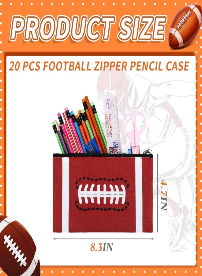TecUnite 20 Pcs Football Pencil Bags Sports Football Pencil Pouch Bulk Ball Zipper Bags for Organizing Portable Sports Themed Party Kids School Classroom Office Travel Supplies - Image 2