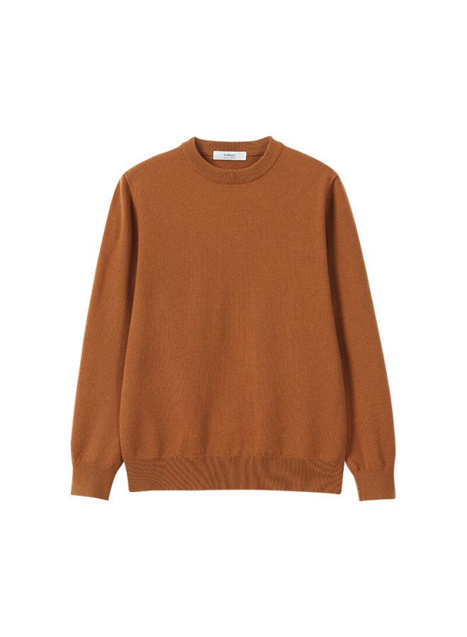 Wendao Autumn Winter New 5a Antibacterial Warm Skin-friendly Crew Neck Knit Sweater W6853 Emma Orange M