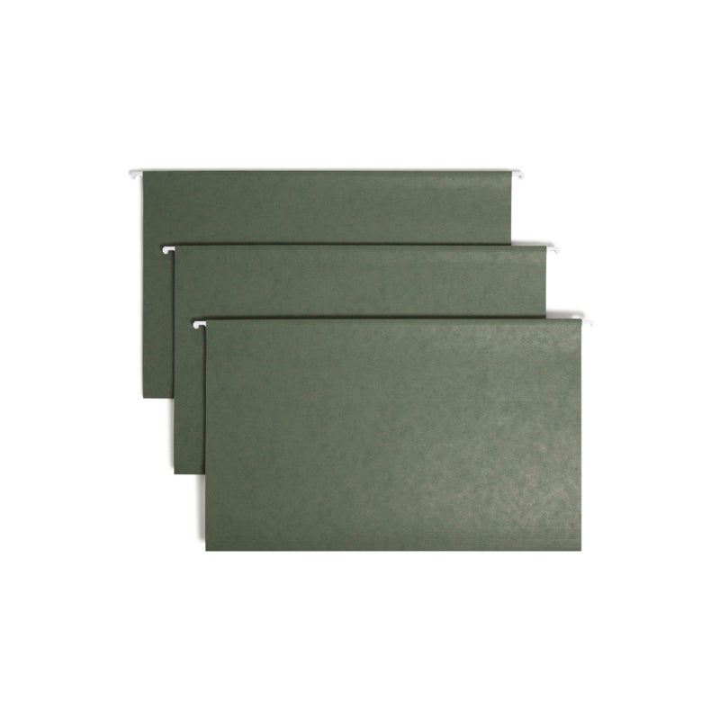 Smead TUFF Hanging File Folder with Easy Slide Tab, 1/3-Cut Sliding Tab, Legal Size, Standard Green, 20 per Box (64136, Rod Color May Vary) - Image 1