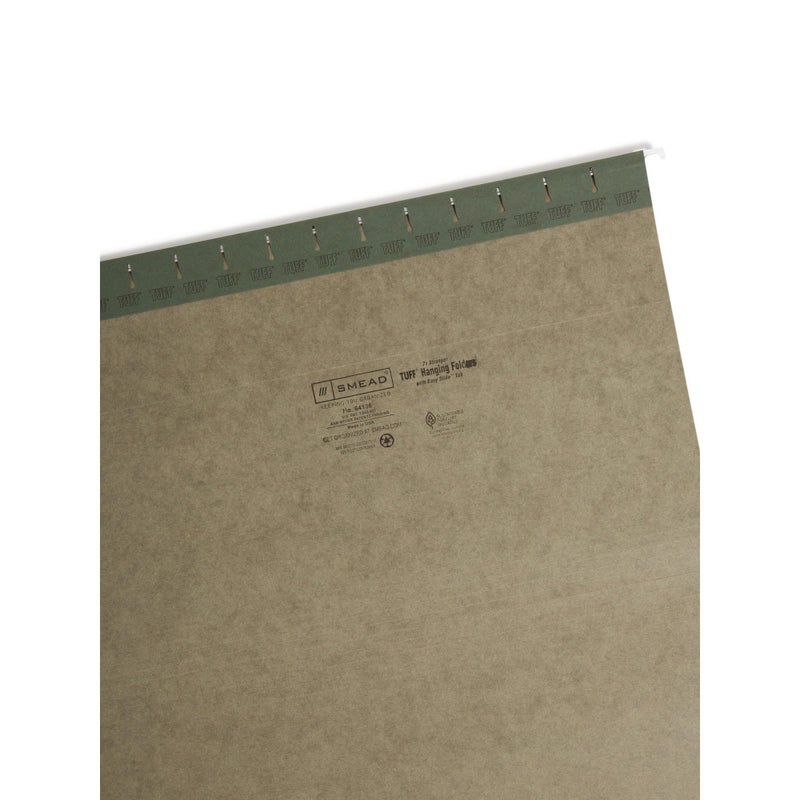Smead TUFF Hanging File Folder with Easy Slide Tab, 1/3-Cut Sliding Tab, Legal Size, Standard Green, 20 per Box (64136, Rod Color May Vary) - Image 3