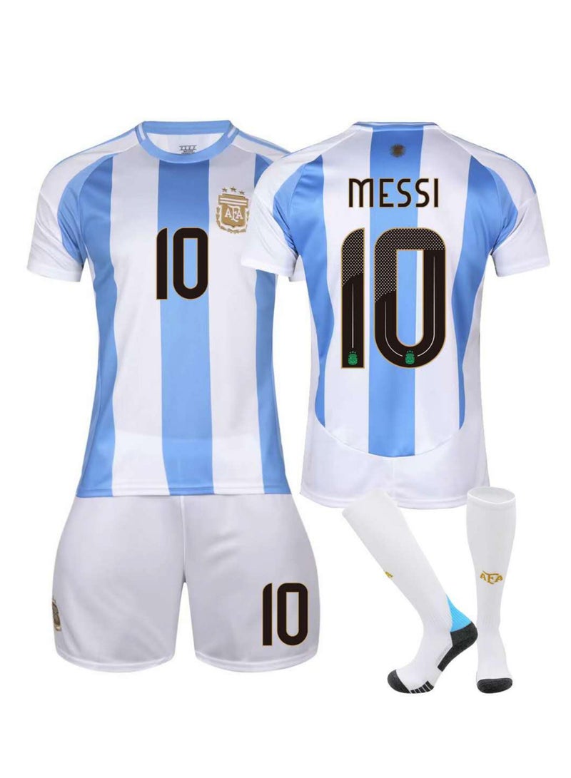 Kids Football Jersey Set, MESSI No.10 Soccer Jersey,Kids & Youth Sizes 26 Yard  - Image 1