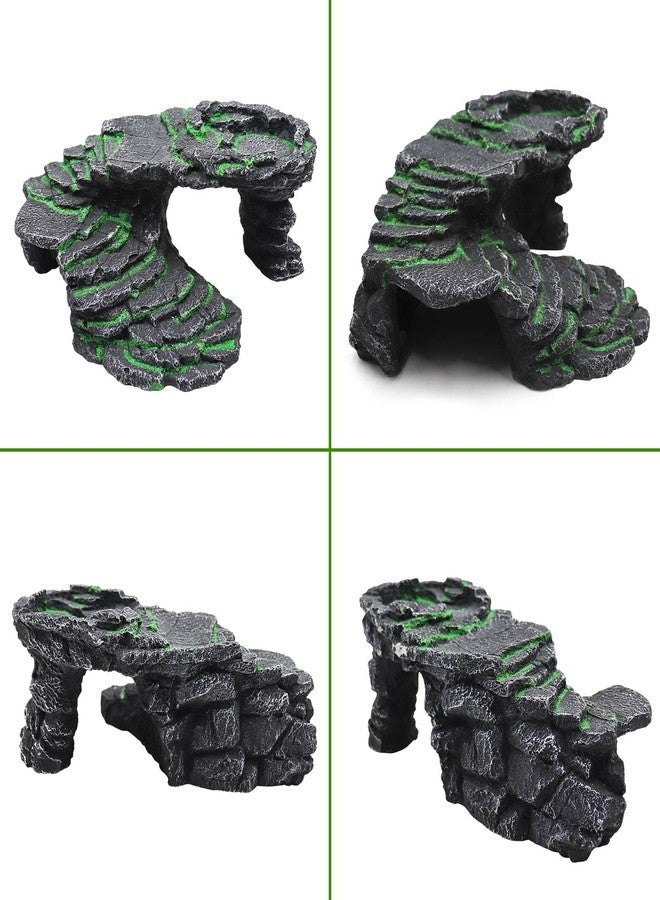 Neeenn Large Bearded Dragon Hideout, Resin Simulation Stone Reptile Hide Cave, Reptile Basking Platform, Terrarium Habitat Decor for Lizard Spider Aquarium Fish Gecko - 9.5 × 8 × 3.7 Inch - Image 5