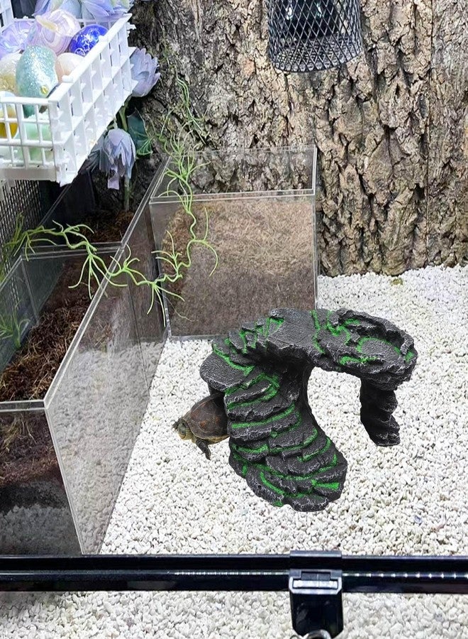 Neeenn Large Bearded Dragon Hideout, Resin Simulation Stone Reptile Hide Cave, Reptile Basking Platform, Terrarium Habitat Decor for Lizard Spider Aquarium Fish Gecko - 9.5 × 8 × 3.7 Inch - Image 2